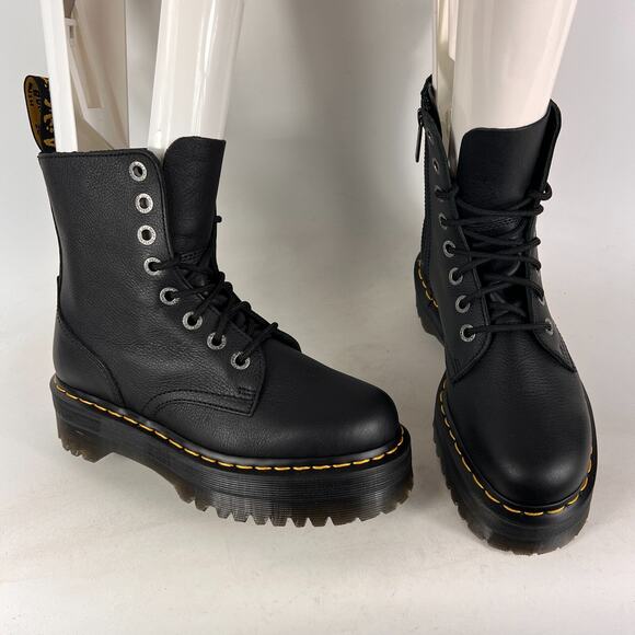 Dr Martens Jadon 3 moto boots women’s size 8 black leather platform side zip - Picture 1 of 13